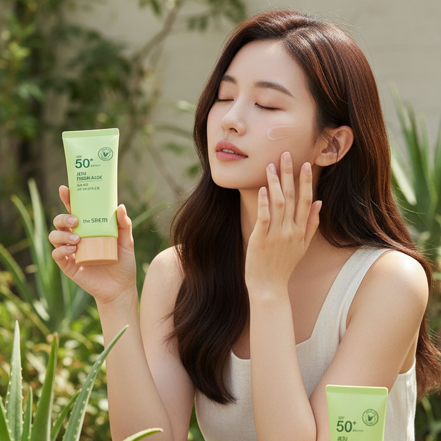 THE SAEM Jeju Fresh Aloe Sun Gel aplicacion